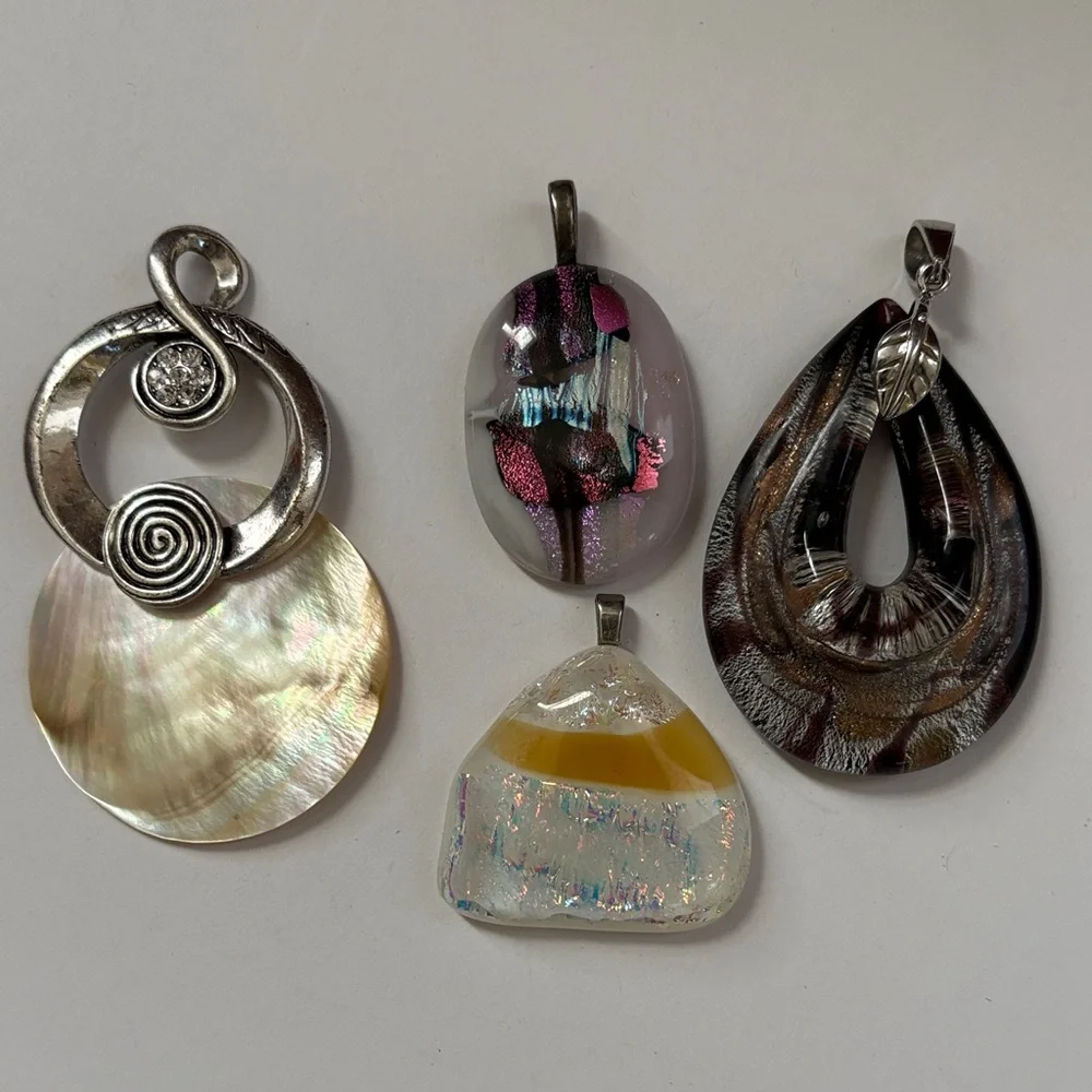 Handmade Glass Pendant Lot - Multicolor Artistic Teardrops & Abstract Shapes - Picture 4 of 9